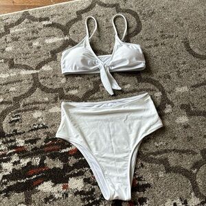 White, high waisted bikini, Size M